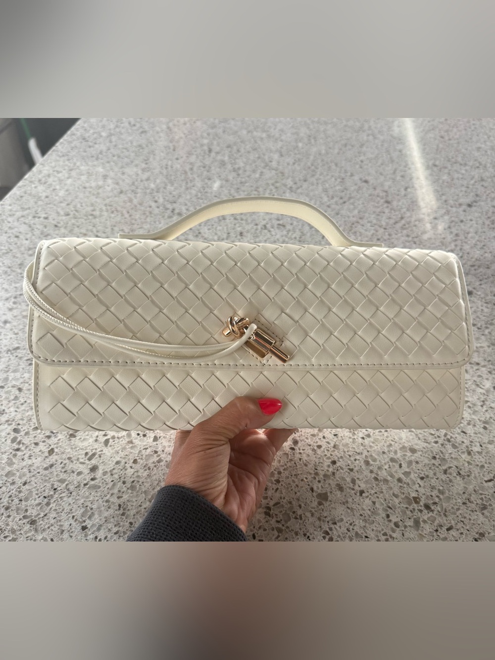 East West Clutch with Crossbody Strap (Cream)